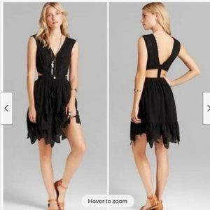 Free People Honeysuckle Rose Embroidered Cut Out Lace Layered Mini Dress